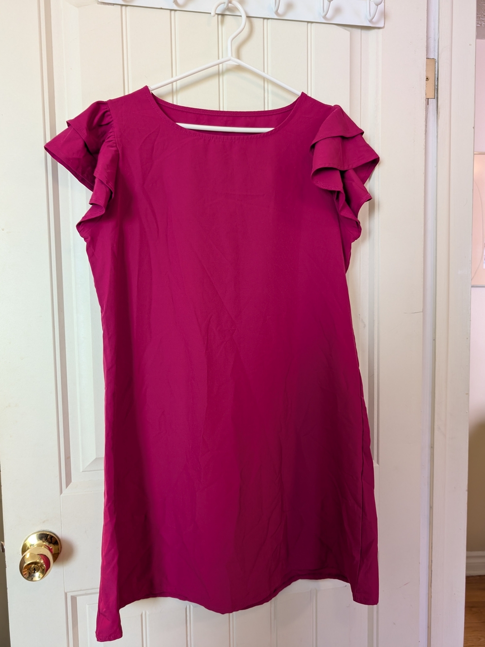 Women’s Fuchsia Ruffle-Sleeve Mini Dress